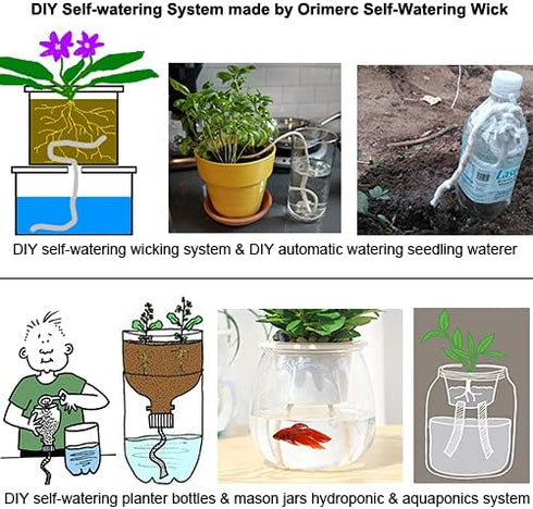 ORIMERC 25 Pack 3 inch Net Cup Pot with 25 feet Hydroponic Self Watering Wick & 25 Pcs Plant Label Aquaponics Mason Jar Insert Orchid Rimmed Nette...