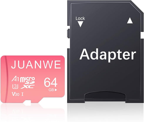 JUANWE 64GB Micro SD Card microSDXC 64GB Memory Card, Nintendo-Switch Compatible Memory Card, UHS-I C10 U3 V30 4K UHD Video A1 TF Card with Adapte...