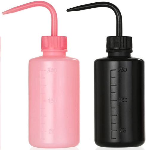 2Pcs 8oz Bottles | ABS Material Water Squirt Bottles for Tattoo Cleaning, Labware Washing, Plant Watering, Black&Pink...