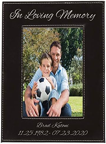 Custom - in Loving Memory - Personalized Name and Date - Personalized Custom Engraved Leatherette Faux Leather Hanging/Tabletop Personalized Memor...