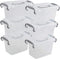 1.5 L Tiny Plastic Bins Boxes with Gray Handle, Mini Plastic Storage Box Organizer, 6-Pack...