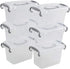1.5 L Tiny Plastic Bins Boxes with Gray Handle, Mini Plastic Storage Box Organizer, 6-Pack...