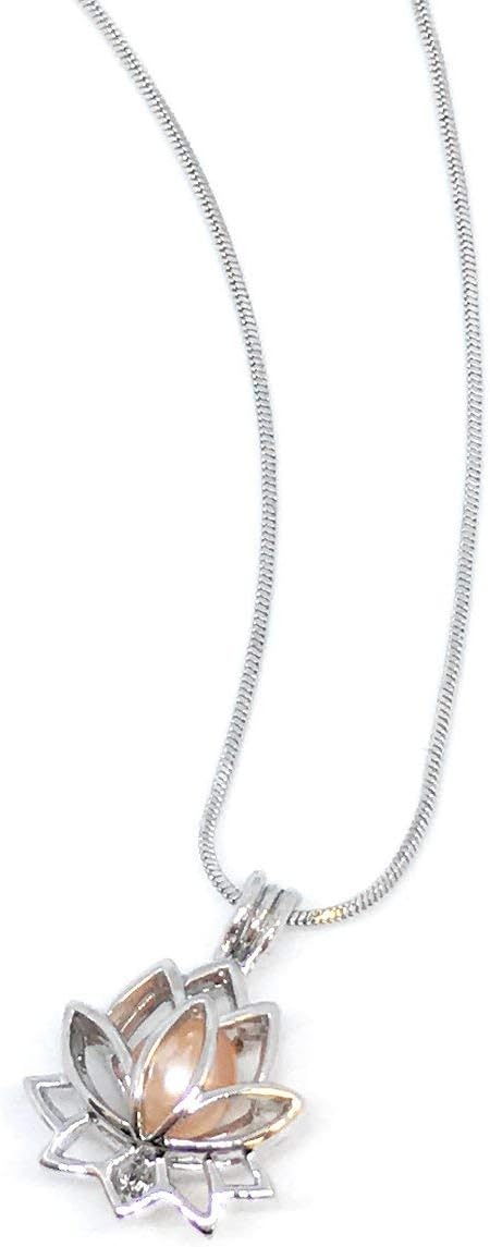 My Inspirations Precious Pearl – Lotus Pendant with 20" Chain, Pearl in Oyster DIY Necklace KIt, Unique Gift Set...