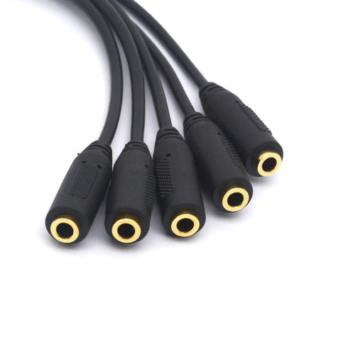 3.5mm Headset Splitter, 5 Way 1/8" 1 Male to 5 Female TRS Stereo Jack Audio Extension Cable Cord...