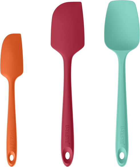 U-Taste Silicone Baking Spatula Set: 600ºF High Heat Resistant, Food Grade Flexible Rubber Kitchen Cooking Mixing Scraper, Food Grade Seamless Ute...