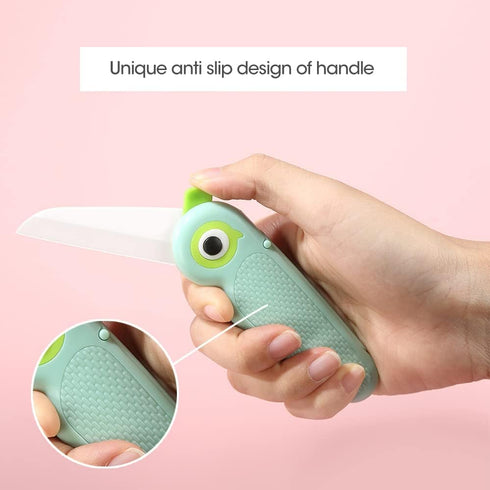 Portable Ceramic Paring Knife - 2.5 Inches Sharp Blade, Small Folding Knife, Cutter Peeler 2 in 1, Mini Cute Portable Fruit Knife for Travel, Camp...