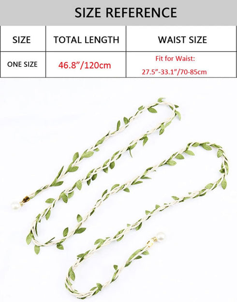 Artificial Leaf Skinny Belts Twisted Braided Waist Rope with Faux Pearl for Women Dresses DIY Wreath Gift Wraping Craft...