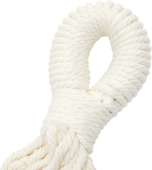 Okuna Outpost Macrame Hanging Fruit Basket Hammock for Kitchen - 6 x 25 x 15 in - White Cotton Modern - Under-Cabinet Storage with 2 Hooks for Ban...