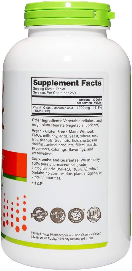 NutriBiotic - Vitamin C 1000 Mg, 250 Count Tablets | Essential Immune & Antioxidant Collagen Support Supplement | Pharmaceutical Grade L-Ascorbic ...