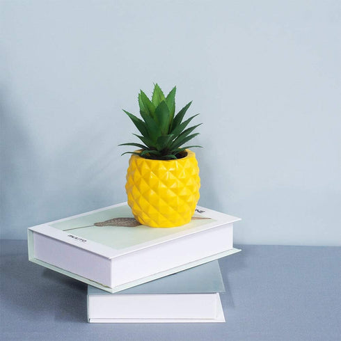 Artificial Succulent Potted Pineapple Decor - Fake Pineapple Home Office Kitchen Table Decoration (Yellow)...