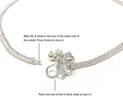 Bollywood Indian Silver Chain Bells Anklet Payal Pair Set For Women - Beach Bohemian Dance Party Gift...