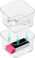 6pcs Clear Acrylic Storage Container, Desk Organizer Drawer Square Tray, Small Makeup Vanity Storage Bins Widely for Kitchen Cabinet, Tool, Office...