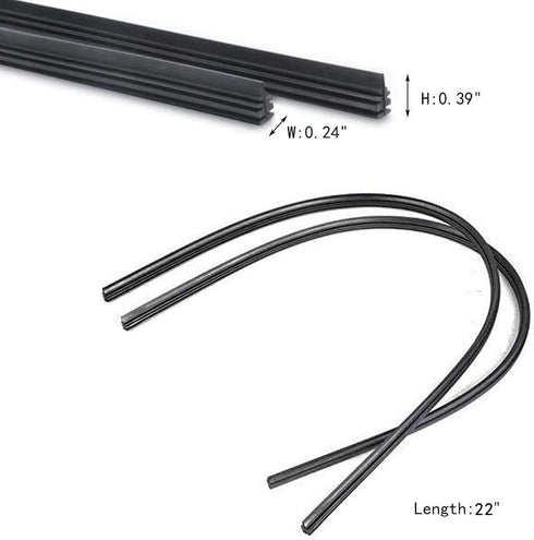 Car Wiper Blade 2 Pcs Windshield Wiper Rubber Strip 22" Car Vehicle Insert Rubber Strip Wiper Blade Natural Rubber Boneless Wiper For Car Bus Blac...