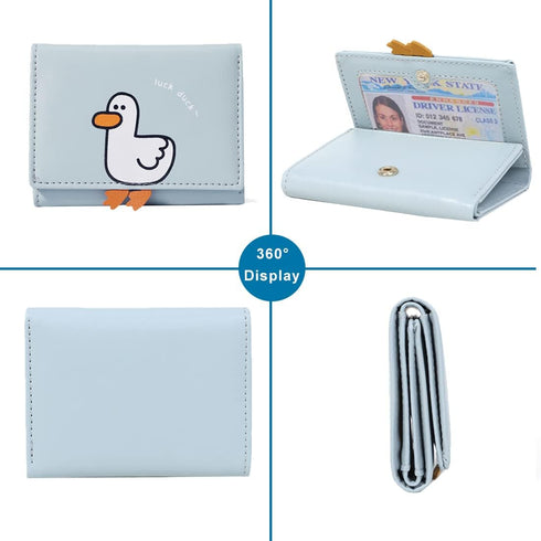Sunwel Fashion Girls Cute 3D Duck Mini Folding Wallet Tiny Wallet Cash Pocket Card Holder ID Window Purse for Women...