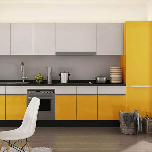 LaCheery Glossy Yellow Contact Paper Decorative Self Adhesive Countertop Contact Paper Waterproof Wallpaper Peel and Stick Shinny Wall Paper Roll ...