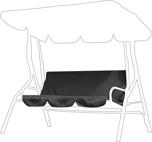 Swing Seat Cushion Cover, 59.1X19.7X3.9in Outdoor Waterproof 3 Seats Swing Chair Hammock Seat Cover for Garden Courtyard 3 Seats Swing (Black)...