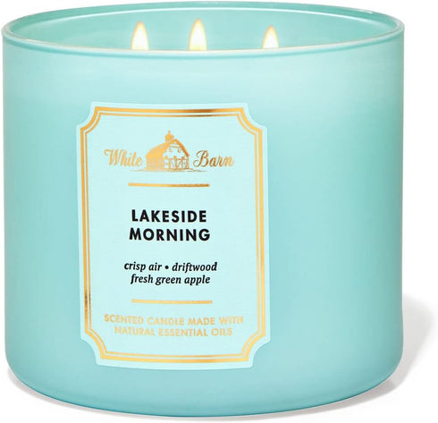 Bath & Body Works, White Barn 3-Wick Candle w/Essential Oils - 14.5 oz - New Core Scents! (Lakeside Morning)...