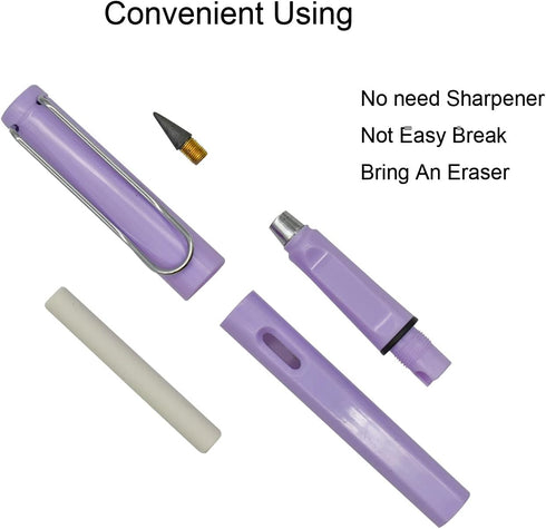 6pcs Infinity Eternal Pencils Forever Inkless Pen Everlasting Pencil With 12PCS Replaceable Nibs Technology Magic Writing Pencil For School Office...