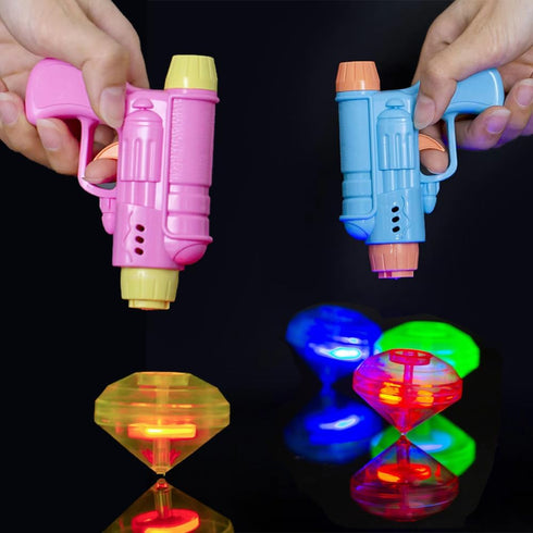 3 Pack LED Light Up Spinning Tops with Launcher Gyroscope, Colorful Flashing Toys Novelty Spinning Light Up Toy Party Favors Goodie Bag Fillers Gl...
