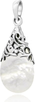 AeraVida Vintage Vine Adorned White Mother of Pearl Teardrop .925 Sterling Silver Pendant | DIY Pearl Pendant for Women | Teardrop Charm...