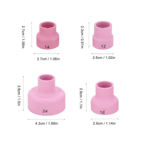 TIG Welding Cup, Ceramic Welding Cup Ceramic TIG Cup Kit Set 12# 14# 16# 24# 2.4mm Center Hole Inner Dia for Welding Equipment...