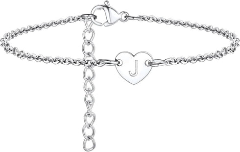 FaithHeart Initial Ankle Bracelets for Women, 18K Gold Plated Stainless Steel Waterproof Anklet with Initials for Women Dainty Anklets Summer Jewe...
