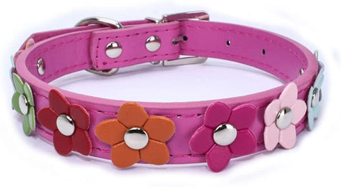 Flower Dog Collars for Small Dogs, Fancy Pretty Colorful Floral Cute Girl Puppy Collar for Xs Small Breed Pet Female Dogs Tiny Cats, Hot Pink Xsma...