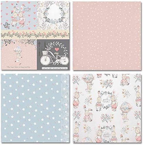 Happy Easter Rabbit with love Theme Scrapbook, DIY Album Scrapbook Paper, Hand Account, Greeting Card Making Background Paper Craft Supplies Paint...