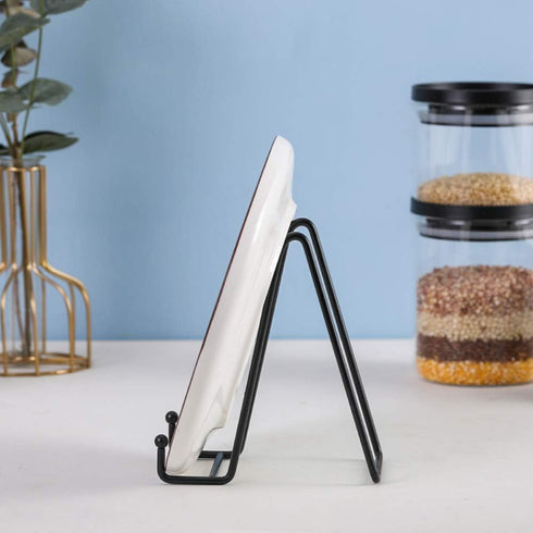 Iron Easel Plate Stand for Display - 6 Inch Black Holder for Pictures, Photos, Decorative Plates, Dishes | Tabletop Art Frame Stand...