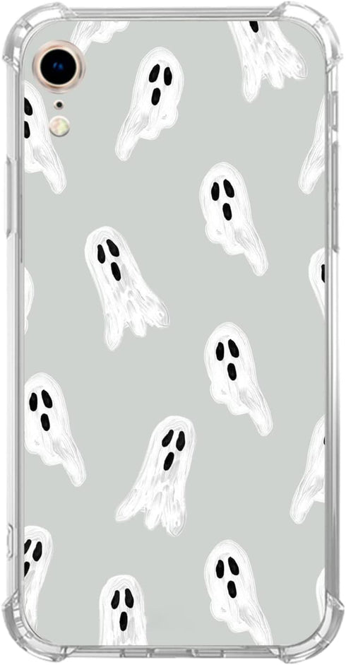 Cute Halloween White Ghost Case Compatible with iPhone XR, Spooky Ghost Case for iPhone XR for Teens Men and Women, Cool TPU Bumper Phone Case Cov...