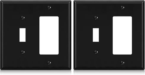 Combination Wall Plate ELEGRP 2-Gang 1-Toggle Light Switch 1-Decorator/GFCI Device Combination Wall Plates, Mid-Size 4.88" x 4.94" Unbreakable The...