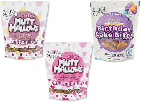 The Lazy Dog Cookie Co. Mutt Mallows Soft Baked Dog Treats, Wheat, Corn & Soy Free, Baked in The USA, 5 oz Cost Saving Variety Bundle (Pack of 3)...