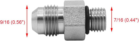 (4-PACK) 6400-06-04-O Hydraulic Hose Adapter Fitting 3/8" Male JIC 37° Flare (9/16"-18UNF) × 1/4" Male O-Ring Boss (7/16"-20UNF) SAE Straight Pipe...