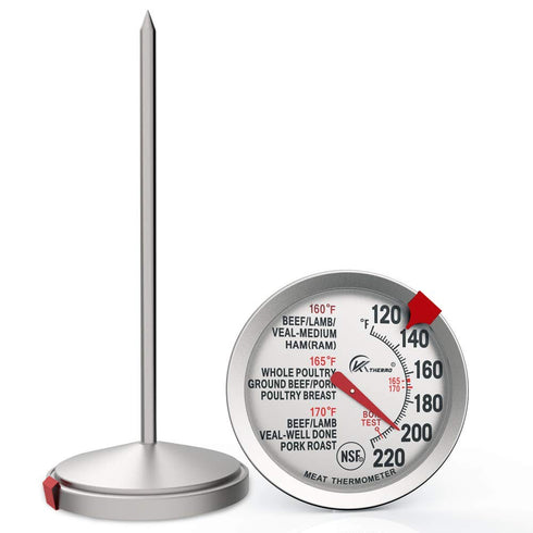 KT THERMO Meat Thermometer for Cooking - NSF certificated Instant Read Cooking Temperature Thermometer Oven Safe, Waterproof 2.5" dial, 5" Long Pr...