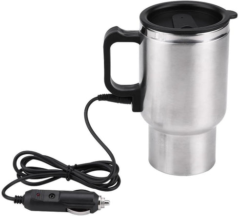 Car Electric Mug, 12V 450Ml Electric Incar Stainless Steel Travel Heating Cup Coffee Tea Car Cup Mug Travel Car Kettle For Heating Water, Coffee, ...