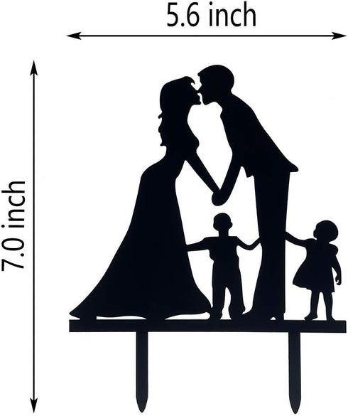 Bride and Groom Wedding Cake Topper,Couples holding hands and kissing Cake Topper with Girl and Boy Silhouette (Black)...
