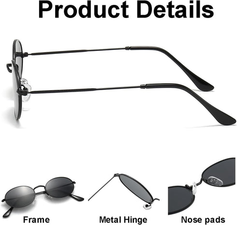 JOVAKIT Retro Oval Sunglasses for Women Vintage Trendy 90s Small Sun Glasses Classic Oval Shades Metal Frame Eyewear...