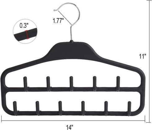 ELONG HOME Belt Hanger, Tie Rack for Closet, Sturdy Belt Organizer with 360 Degree Swivel, 11 Large Sturdy Belt Hooks, Non Slip Rubberized Belt Ra...