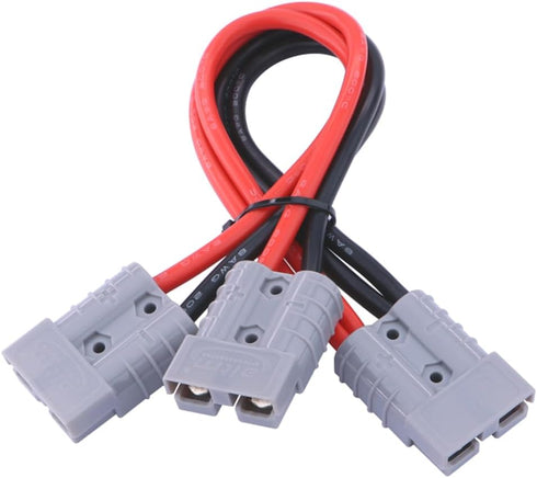 50A Connector Plug with 8AWG Wire, Y-Shaped Quick Connect Battery Harness, Forklift Plug Wire, Pair of Fixed Power Forklift connectors -30cm/0.98 ...