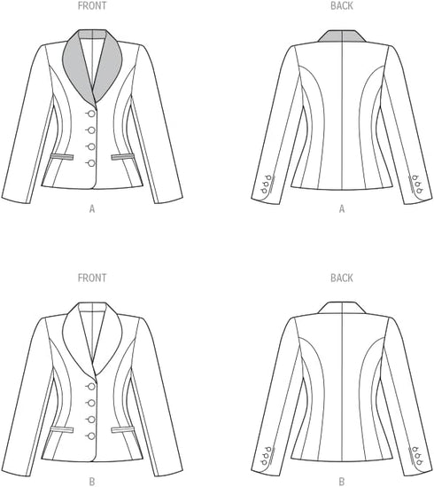 Vogue Misses' Semi-Fitted and Lined Jacket Sewing Pattern Kit, Design Code V1972, Sizes 16-18-20-22-24...