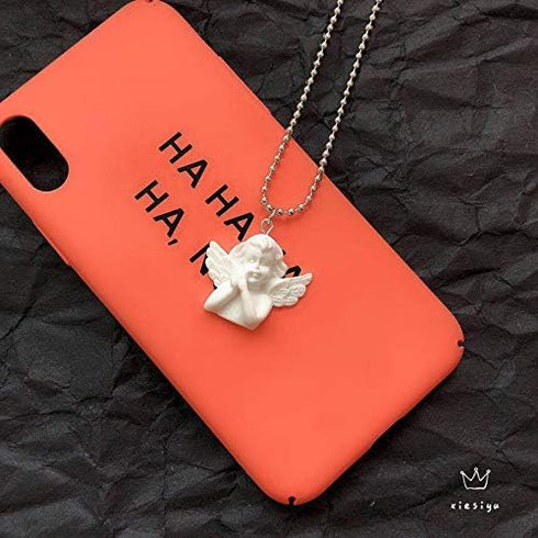 2pcs Cute Cupid Angel Pendant Stainless Steel Necklace, Long Chain Baby Shaped Jewelry Sweetheart for Women Man Friendship Girl Gifts...