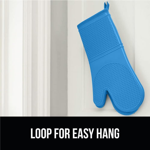 Gorilla Grip Heat and Slip Resistant Silicone Oven Mitts Set, 14.5 in, Soft Cotton Lining, Waterproof, BPA-Free, Extra Long Thick Gloves for Cooki...