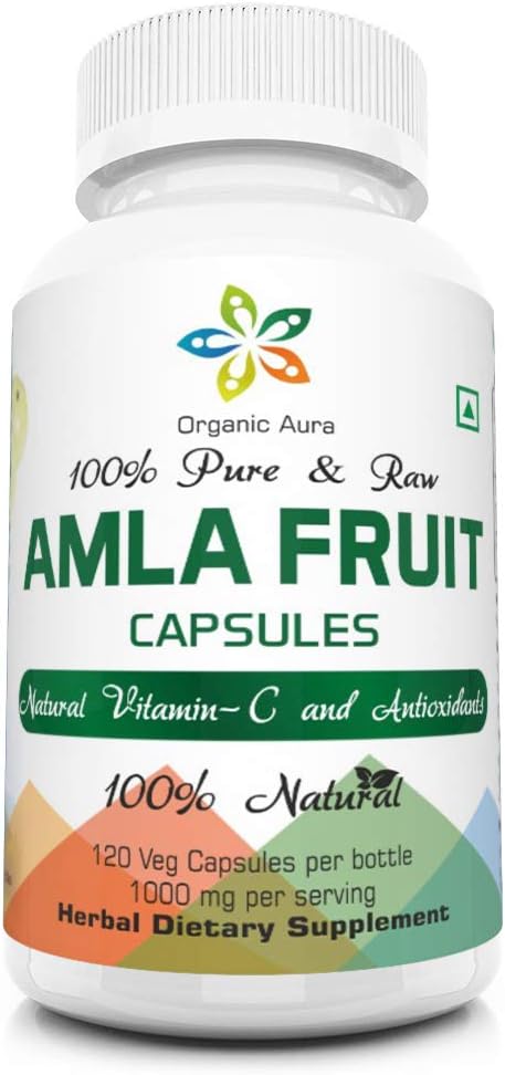 AMLA Capsules. 1000mg per Serving, 120 Veg Capsules. Natural Vitamin C and Antioxidants. Raw Whole Superfood. All Natural, Fresh and Original. No ...