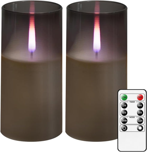 Flameless Candles Upgraded Realistic Flickering Flame LED Candles,Battery Operated Candles with Remote Timers,Acrylic Electric Candles Set of 3(D ...