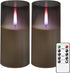 Flameless Candles Upgraded Realistic Flickering Flame LED Candles,Battery Operated Candles with Remote Timers,Acrylic Electric Candles Set of 3(D ...