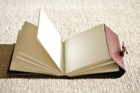 MONTEXOO Leather Bound Journal Sketch book with lock for Men Women Unlined Paper 200 Pages - Genuine Journals for Writing Handmade 6 x 8 inch Brow...