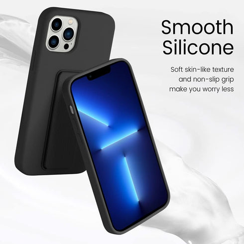 LAUDTEC Silicone Kickstand Case Compatible with iPhone 13 Pro Max case Vertical and Horizontal Stand Hand Strap Metal Kickstand, Flexible Soft Liq...