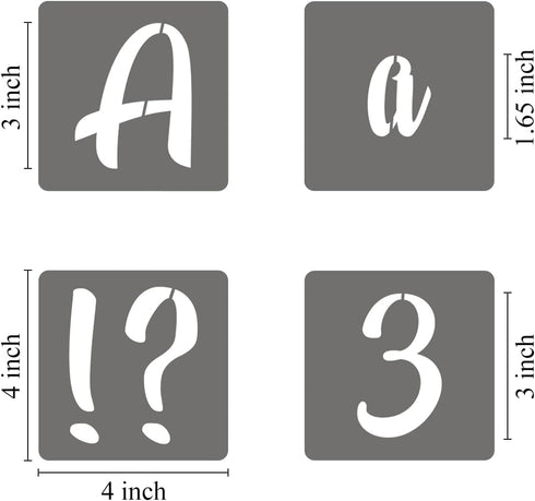 3 Inch Alphabet Letter Stencils - 70 Pack Letter Number Stencil Templates with Signs for Painting on Wood, Reusable Calligraphy Letters and Number...