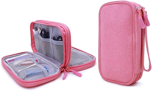 Double Layer Diabetic Supplies Storage Bag Carrying Case Organizer for Glucose Meter Insulin Pen Diabetes Testing Kit, Test Strips, Lancets, Syrin...