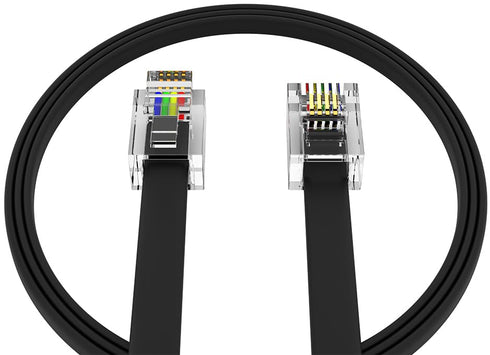 AmzDeals 2-Pack 7 Feet Black Telephone Cable 6P4C RJ11 Male to Male, Made in USA Pro Grade Phone Line Cord...